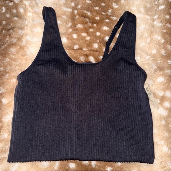 aerie Tops - aerie Black Ribbed Scoop Bodysuit